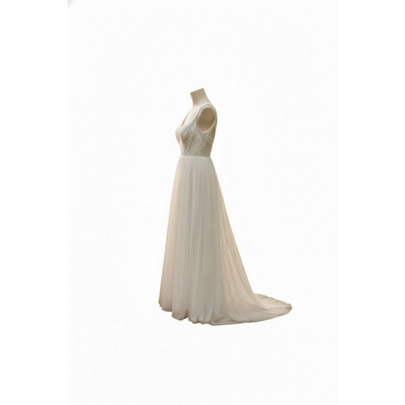 HONGFUYU White V-Neck Wedding Dress Size S - Picture 7 of 15